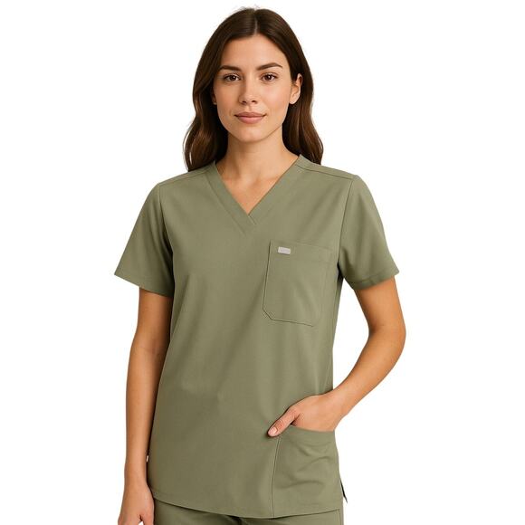 FIGS Technical Collection Scrub Top – Sage Green – Size S - Picture 1 of 6